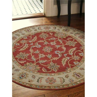 Safavieh Royal Kerman Collection RK4B Handmade Traditional Premium Wool Area Rug Beige Brown 6' x 6' Round Safavieh Royal Kerman Collection RK4B Handmade Traditional Premium Wool Area Rug Beige Brown 6' x 6' Round